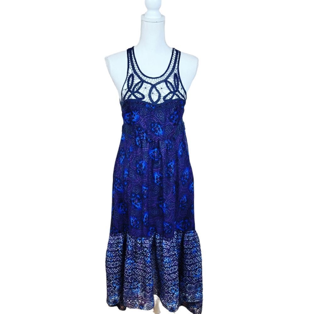 Free People Sleeveless Floral Hi-Low Dress – Blue 4